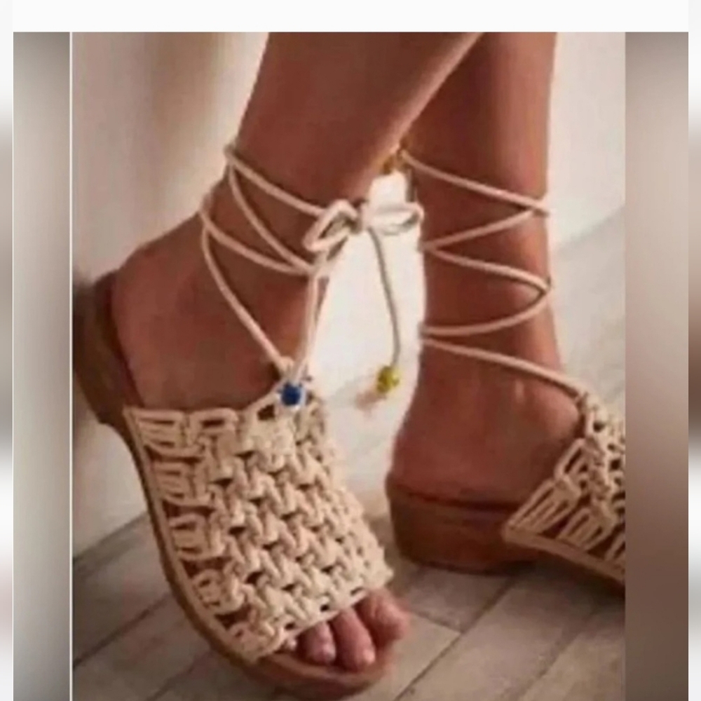 FREE PEOPLE Candy crochet clog w/lace up ankle